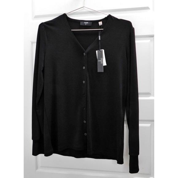 T Tahari Tops - New T Tahari Women's Blouse Long Sleeve Black‎ Light Weight Button Front XS